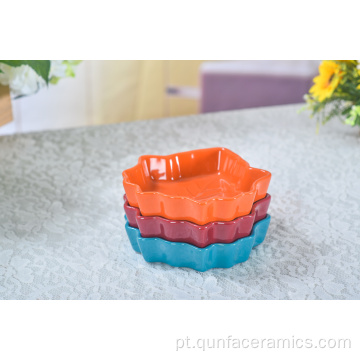 Mini prato de cozinha em forma de folha de cerâmica